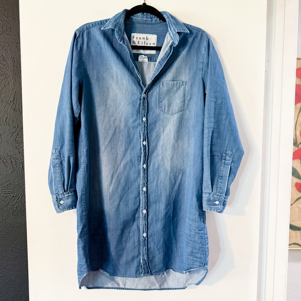 Frank & Eileen Mary Classic Shirtdress Famous Denim Vintage Stonewashed Indigo - Picture 4 of 11